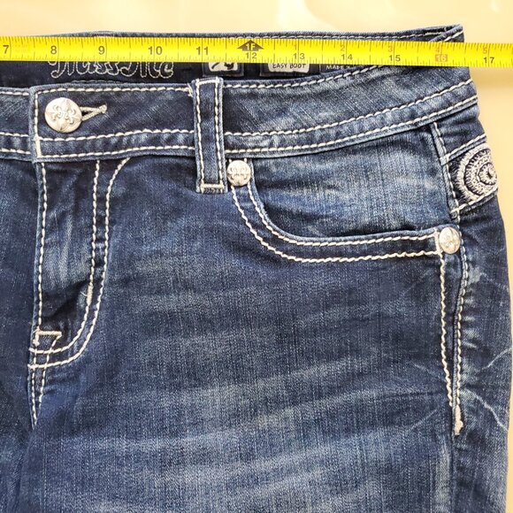 Miss Me Mid-Rise Easy Boot Y2K Bootcut Embellished Denim Jeans Size 30 - Picture 9 of 14